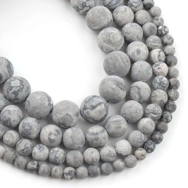 _ Полированные матовые бусины из камня Jaspers круглые россыпью разделители браслет