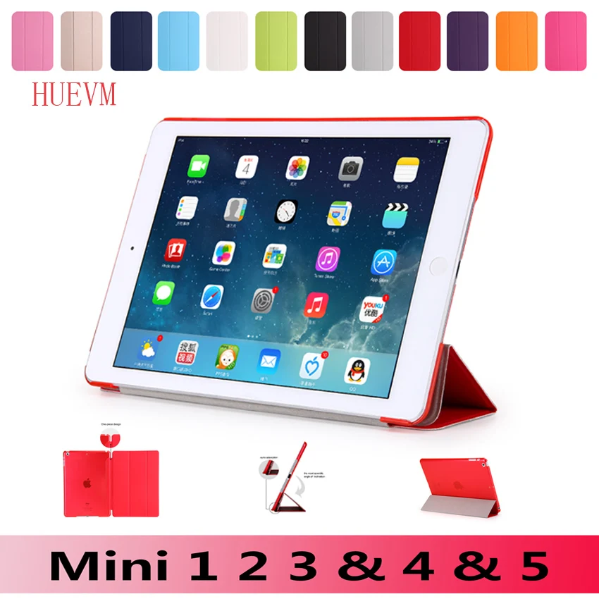 HUEVN PC кожаный чехол для Apple iPad mini 1 2 3 модный умный + полупрозрачный Mini 4 5 (2019) |