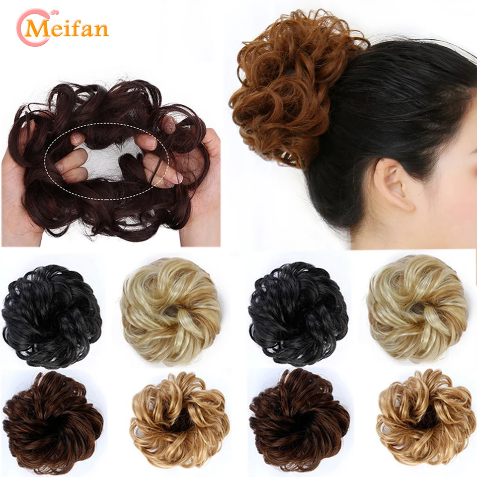 MEIFAN синтетические волосы булочки кудрявые резинки шиньон эластичные грязные