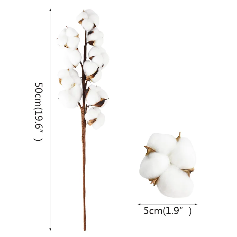 

10 Head Naturally Dried Cotton Flower Artificial Plants Floral Branch For Wedding Party Decoration Fake Flowers Home Decor