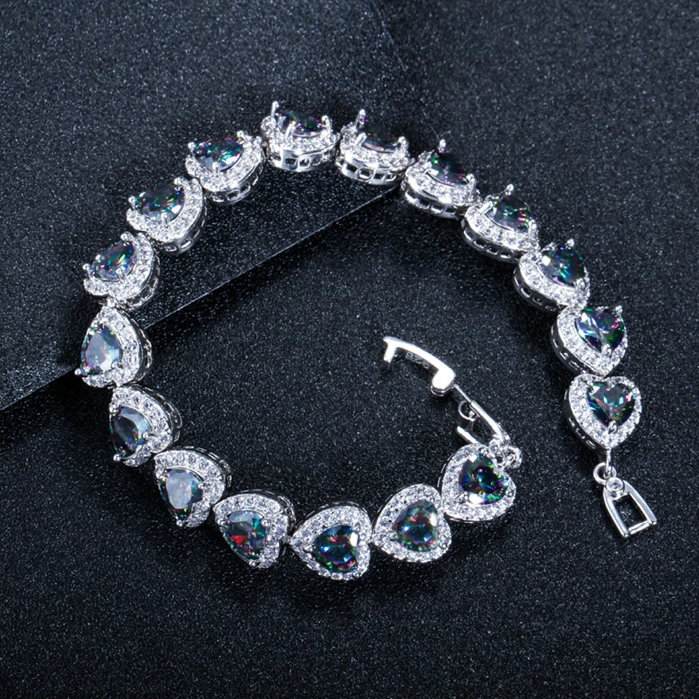 Женский браслет цепочка с кристаллами в форме сердца|bracelets for|sterling silver bracelet925 sterling