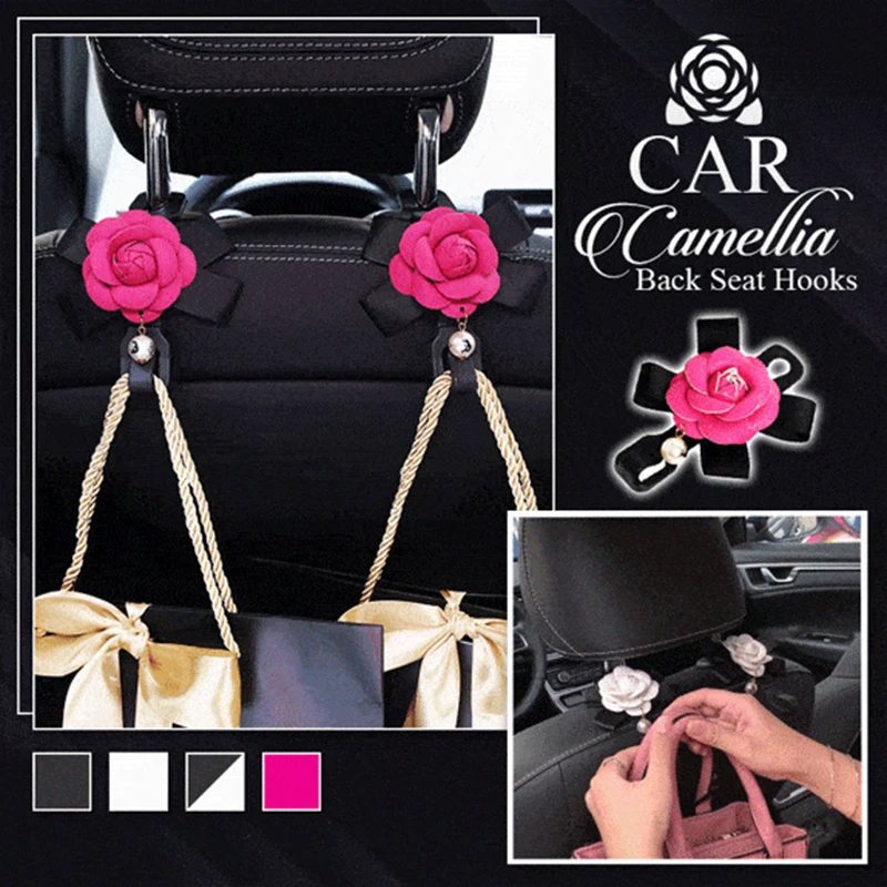 

2 шт. автомобиль камелии заднем сиденье крючки с жемчугом и глубоким вырезом, декорированные цветками камелии автомобильный крючок на спинк...
