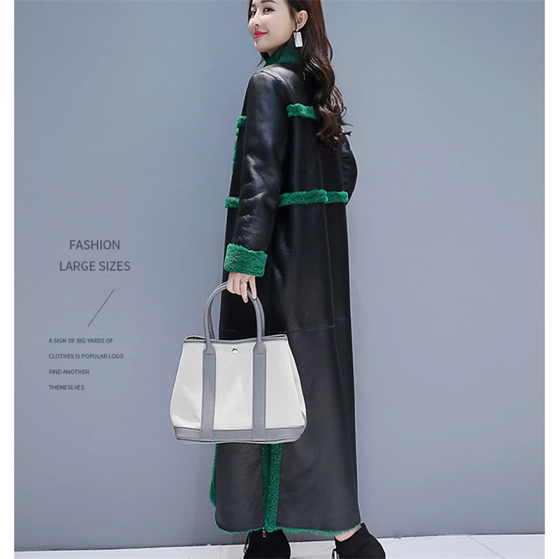 Двухстороннее длинное женское пальто из искусственного меха 2019 Зимняя мода