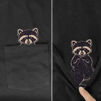 funny t shirt fashion brand summer middle hand pocket raccoon t shirt mens for women shirts hip hop tops funny cotton tees
