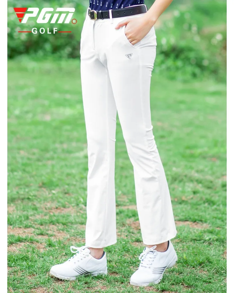 Женские брюки для гольфа PGM белые эластичные клеш тонкие дышащие быстросохнущие