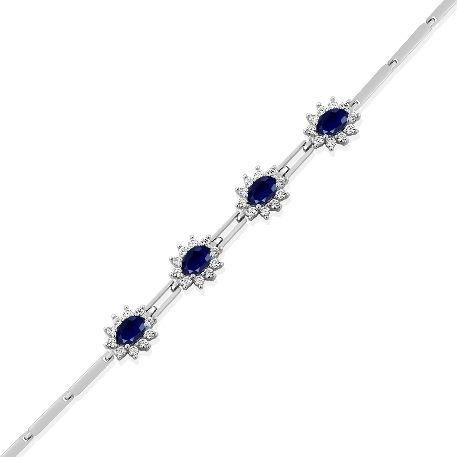 GemStoneKing 4 20 Ct ОВАЛЬНЫЙ натуральный синий сапфир драгоценный камень браслет из