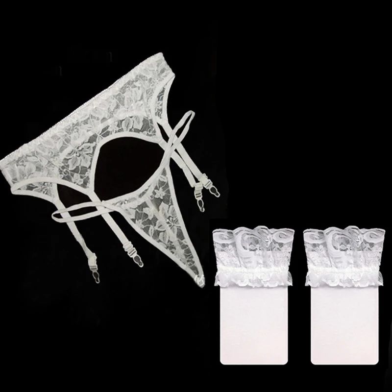 Женское сексуальное кружевное Прозрачное нижнее белье трусики с подвязкой и