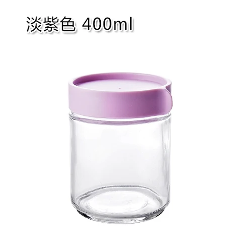 400ML-purple 1 шт. кухонный запаянный в стекло банки с крышкой злаковые закуски резервуар для хранения молока накладные ногти контейнер для печенья бутылка для хранения WF815415 - Цвет: 400ML-purple