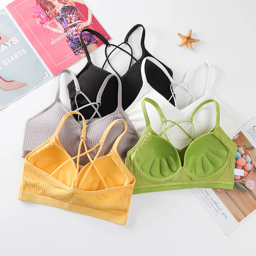 Летний Женский Повседневный бюстгальтер без косточек однотонный мягкий жилет
