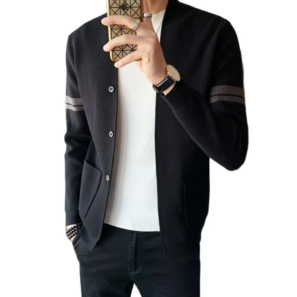 

Knitted Cardigan Men's Korean Slim Fit Trend 2021 spring new Casual Wweater Jacket Men's