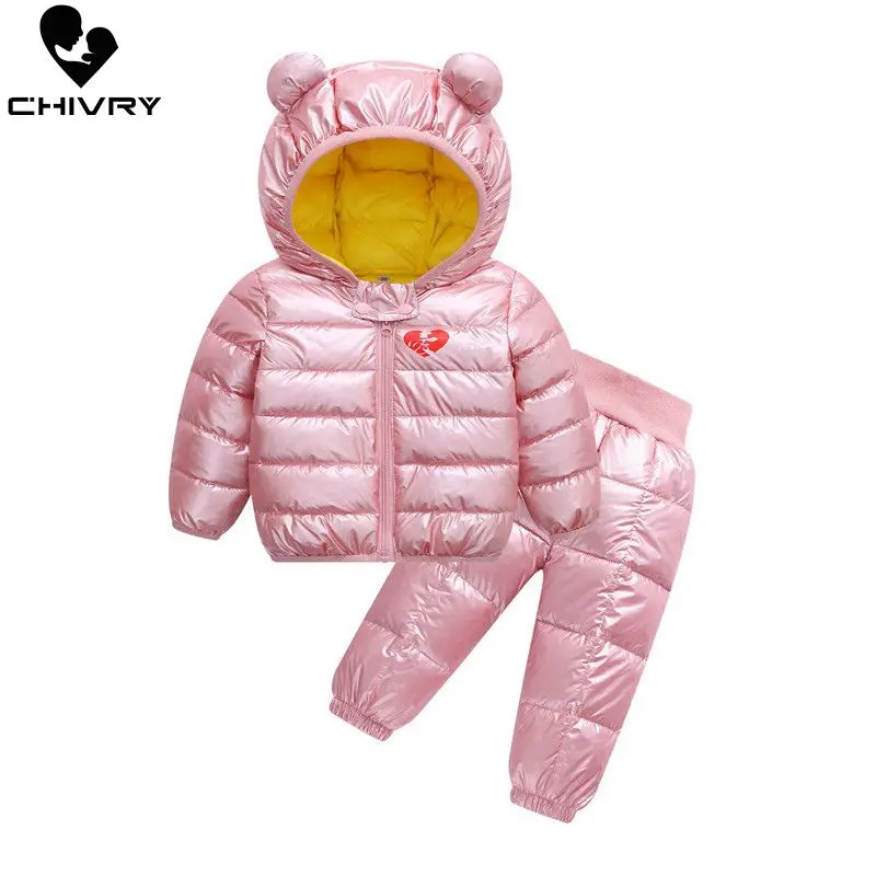 Новинка Сезон осень-зима На утином пуху для мальчиков и девочек куртка штаны