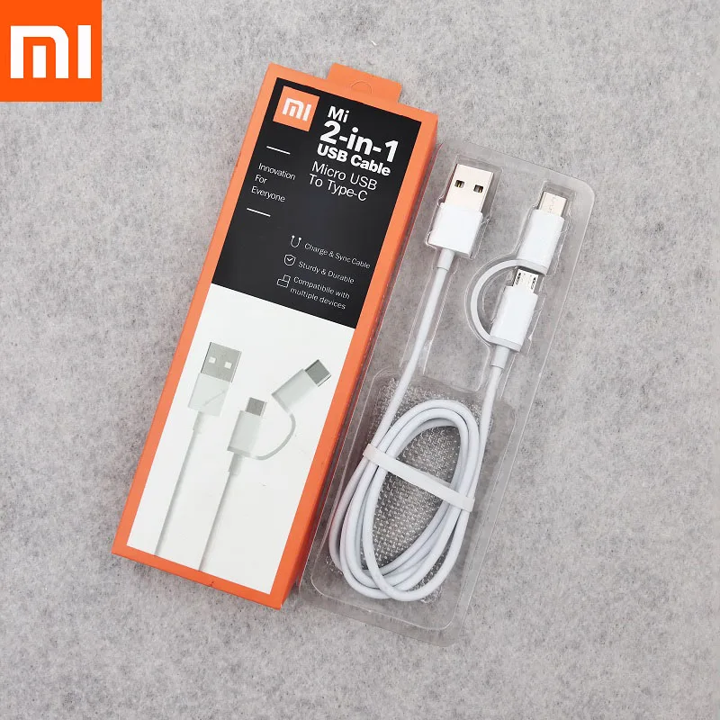 Xiaomi 2 в 1 кабель для быстрой зарядки Micro USB Тип C и передачи данных Mi 10 9 CC9 Pro 9se Redmi 4A 4X
