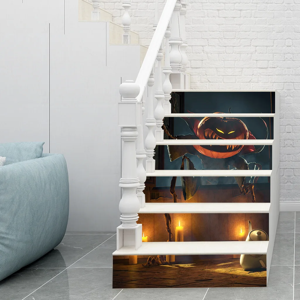 Хэллоуин 3d стикеры для лестницы страшный Тыква Человек Стикеры удаляемый