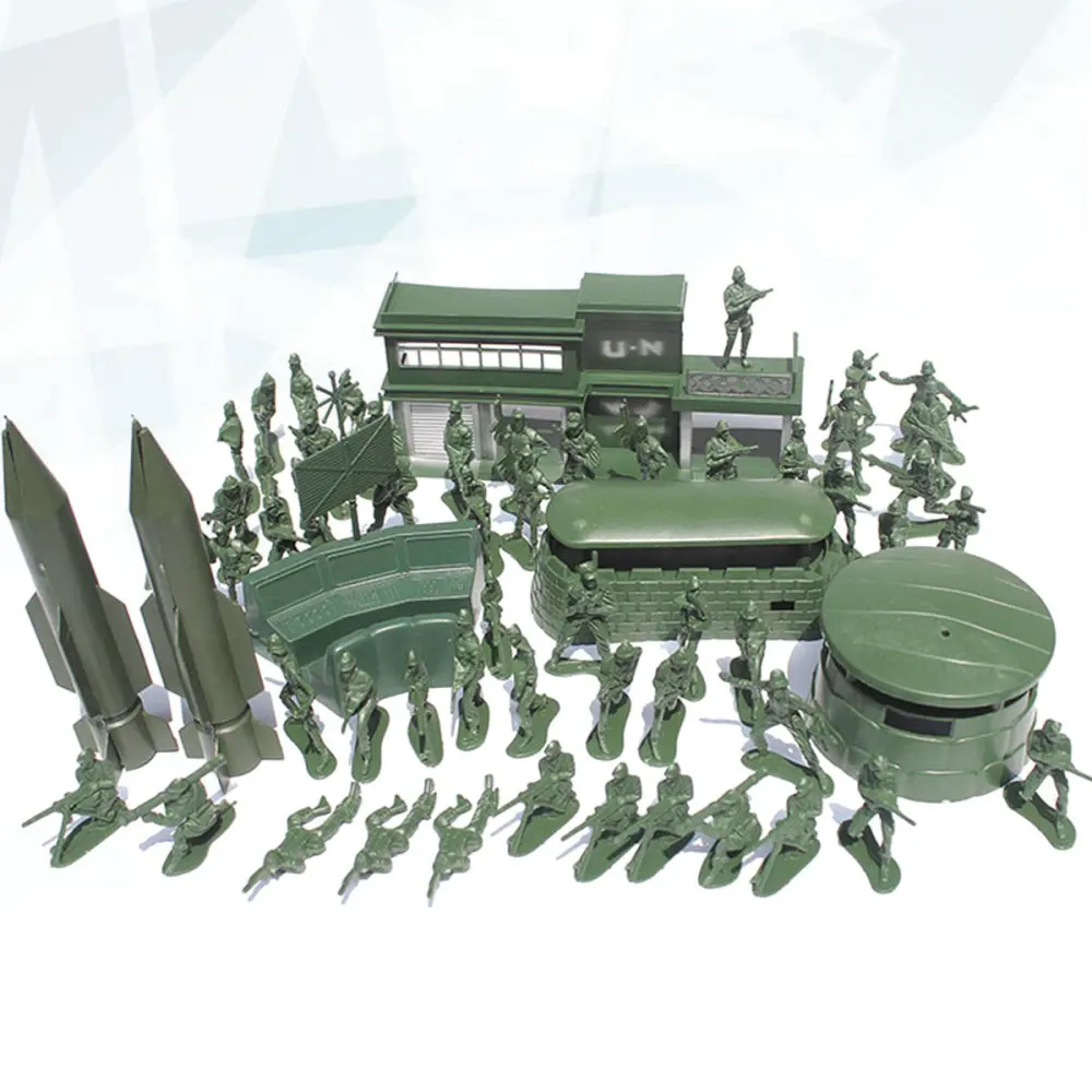 

56pcs Soldier Model Men Figures Accessories Kit Decor Play Set (Green)