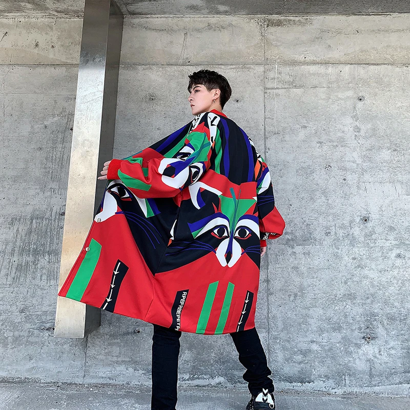 Уличная одежда для мужчин Свободный Повседневный длинный кардиган в стиле хип