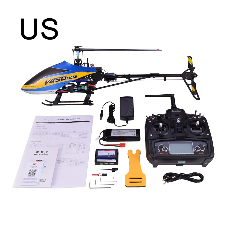 RTF US Walkera 450 V450D03 6CH 3D Fly 6-осевая стабилизация Системы с одним лезвием профессионального пульт дистанционного управления Управление вертолет - Цвет: RTF US