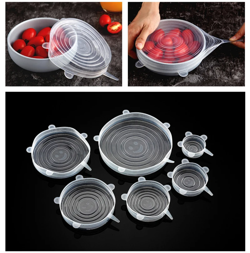 

Elastic Microwave Kitchen Cookware Pan Bowl Pot Certified Round Silicone Stretch Lids Reusable Food Keeping Fresh Seal Cover