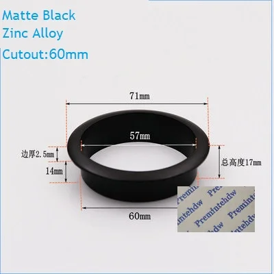 Zinc Black 60mm 4 шт./лот Матовый Черный Хром Цинк пластиковый настольный втулка фланец кабельный выход аккуратная Заглушка с отверстием для проводов щетка управления - Цвет: Zinc Black 60mm