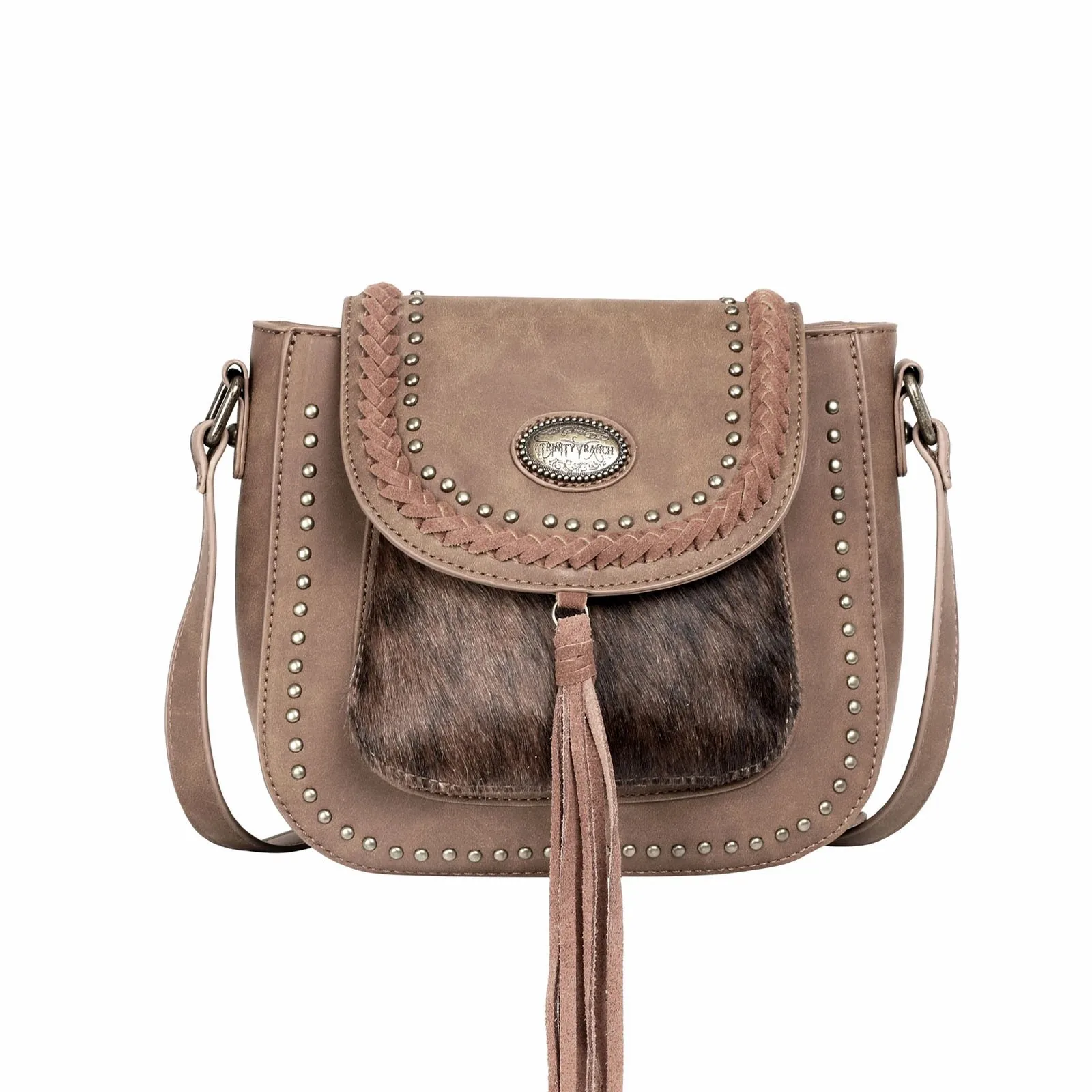 

New Side Laces Stitch Detail Hair-On Leather Collection Crossbody Bag