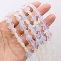 20pcs fashion heart shaped loose beads natural stone opal beaded for diy necklace bracelets accessories women charm jewelry