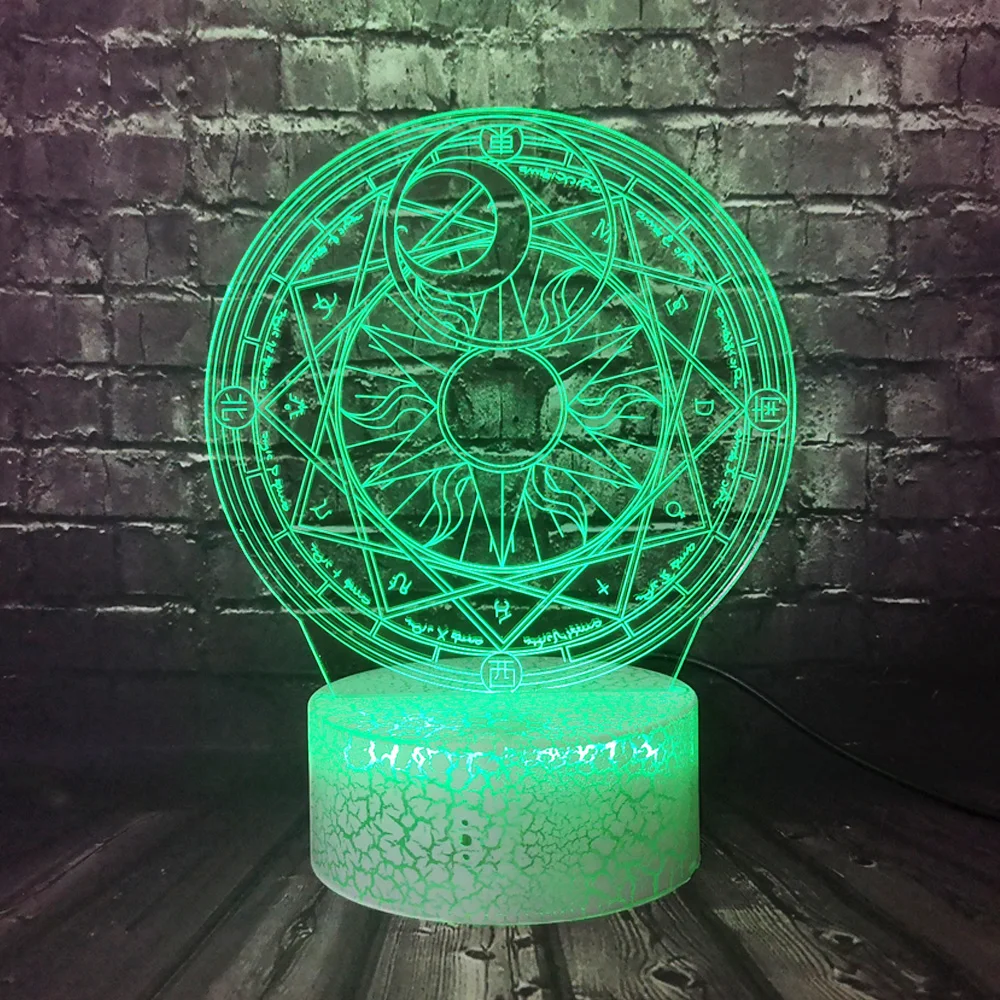 Ночной светильник японский аниме 3D оптический Cardcaptor Sakura Magic Circle лампа