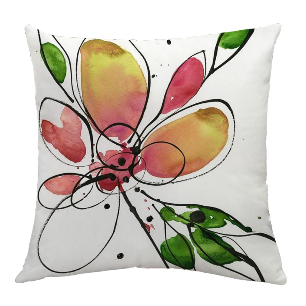 Разноцветная наволочка с цветочным узором хлопковое украшение для дома