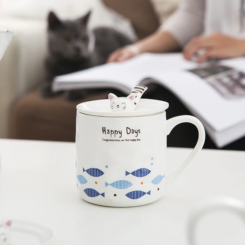 Кружка с ложкой и крышкой белая | Дом сад