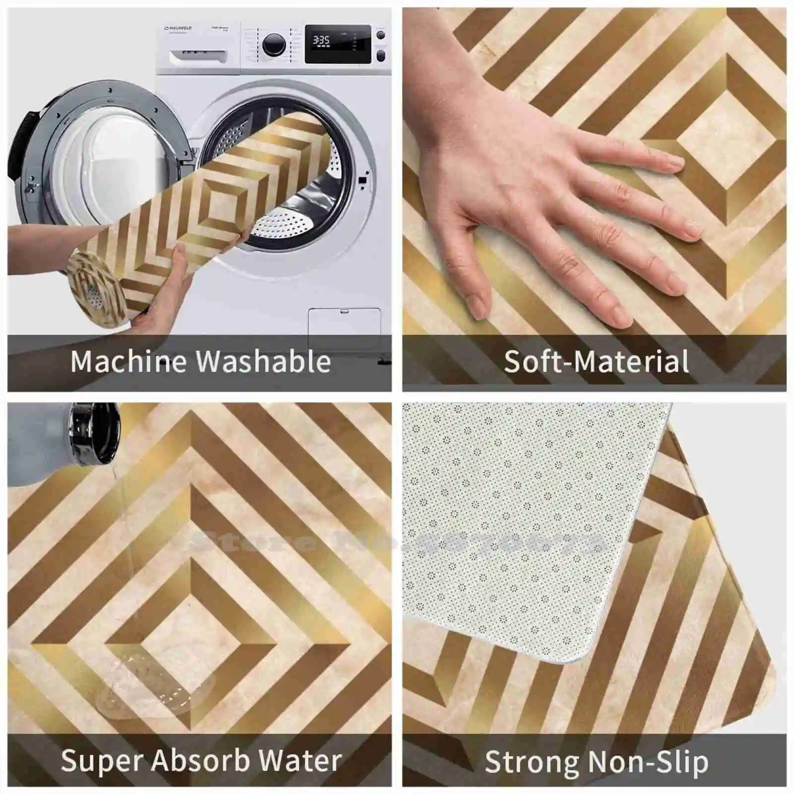 Мраморные золотые полосы 3 размера домашний ковер Мраморный бежевый Золотой