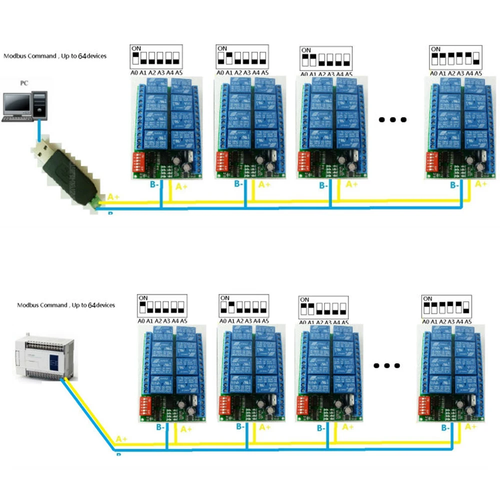 Реле RS485 Modbus RTU 12 В 8 каналов протокол последовательного порта дистанционного