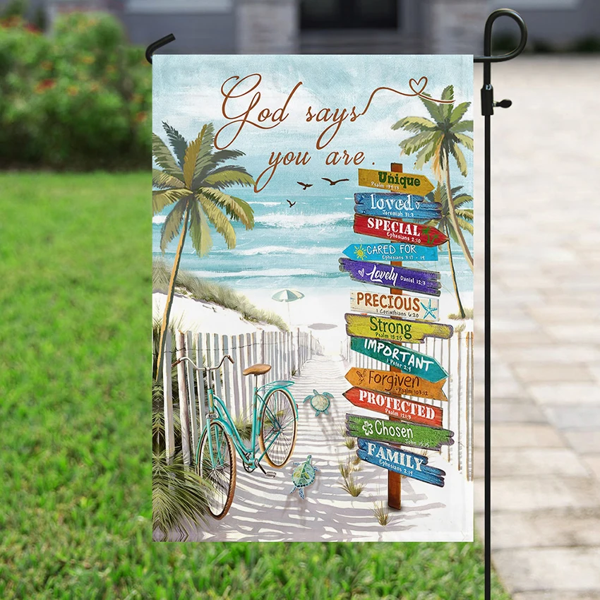 Пляжная черепаха Бог говорит что вы флаги и баннеры украшение для дома сада двора