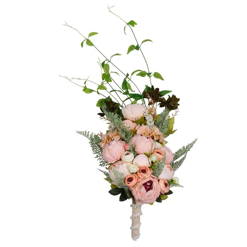 Свадебный букет ручной работы искусственные розы пиона невесты подружки