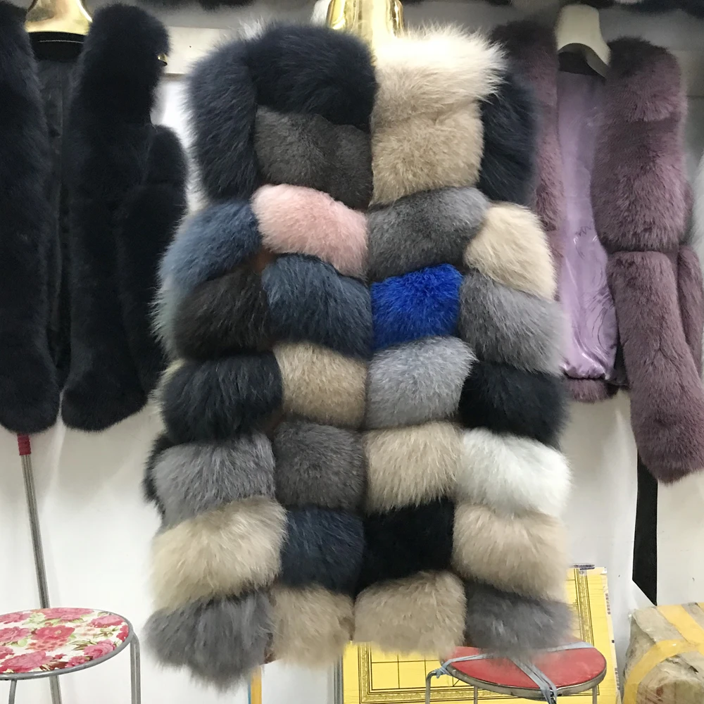 Hot Sell Winter Russian Women Genuine Fox Fur Vests Warm Fluffy Natural Coloful Vest Ladies Fashion Real Gilet | Женская одежда