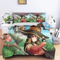 blessing for the colorful world bedding set 3d print japan anime duvet cover colorful beautiful girls bed quilt cover no sheets