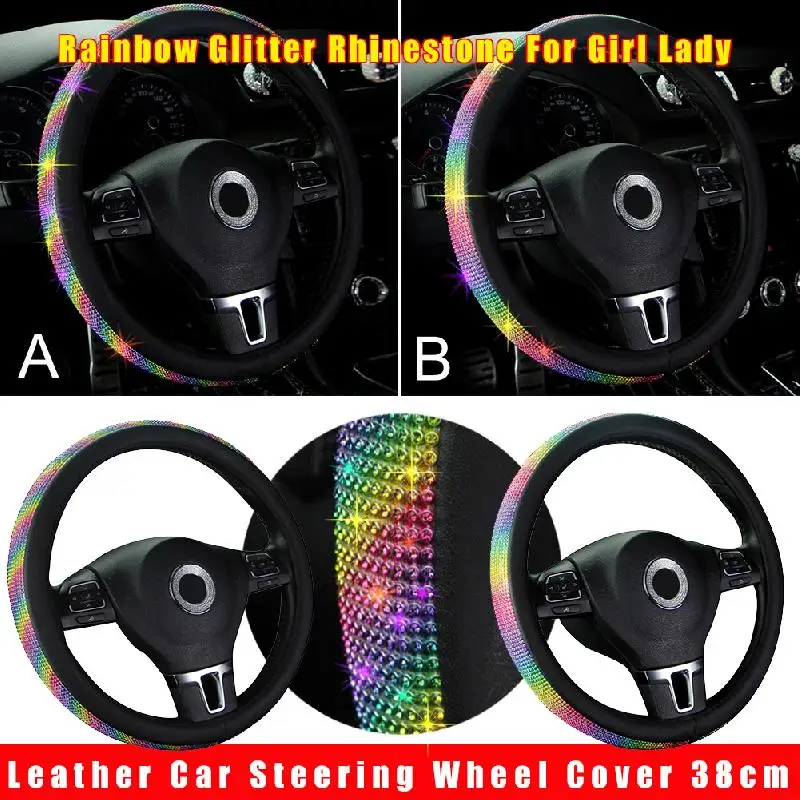 38 см прозрачные блестящие стразы чехлы на рулевое колесо Женский чехол