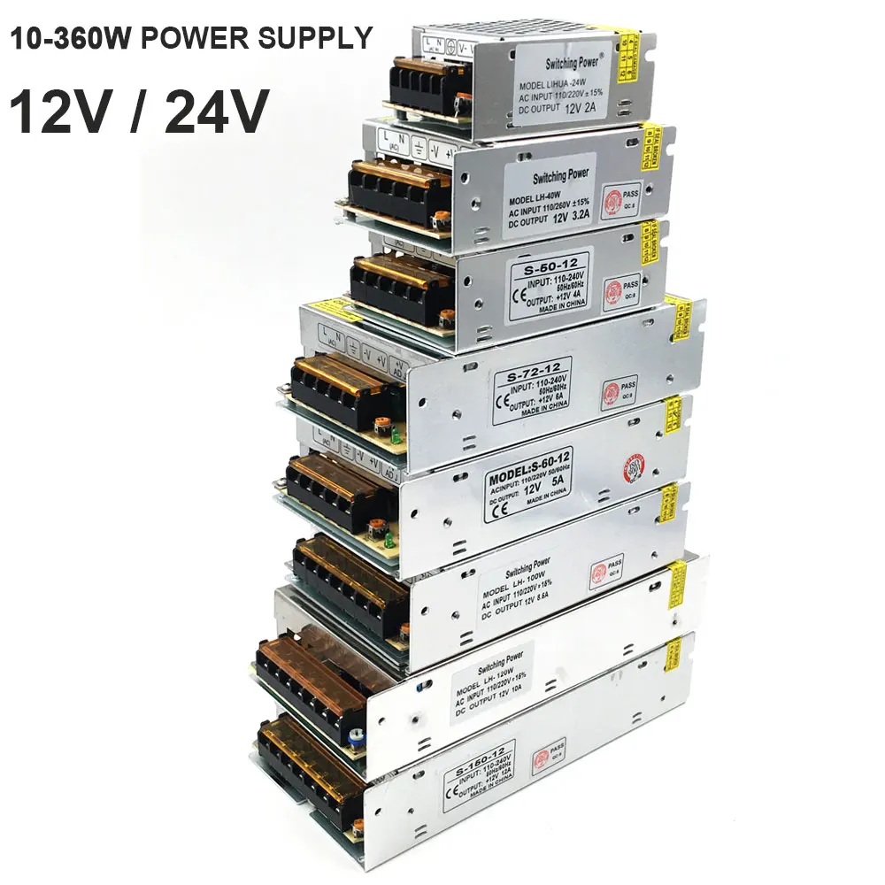 12V 24V Питание AC 110V 220V постоянного тока до DC12V DC24V преобразователь Светодиодный