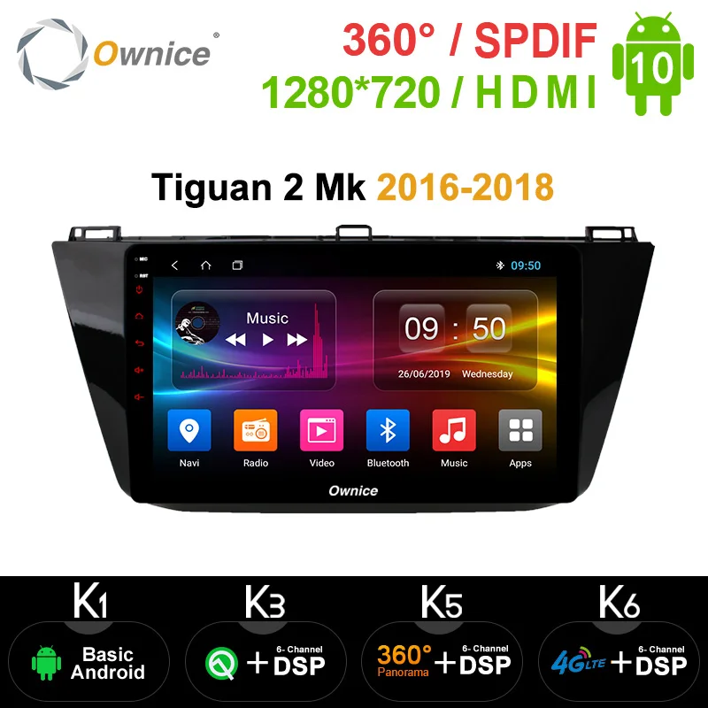 Ownice 360Panorama Android10.0 8 ядер автомобильный dvd gps навигация k3 k5 k6 для VW Volkswagen Tiguan 2 Mk 2016 2018