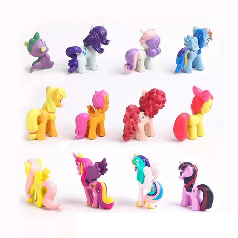 12 шт. игрушки My Little Pony Радуга Единорог мини лошадь ПВХ Фигурки сверкать драконы