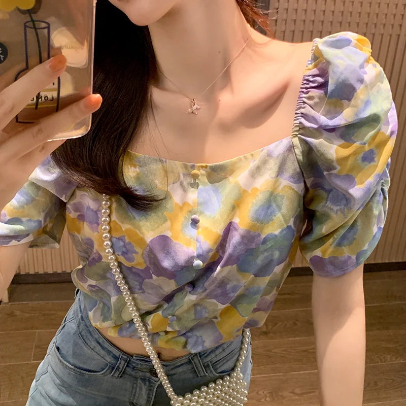 MISHOW 2020 летние новые женские короткие рубашки с цветочным принтом винтажные