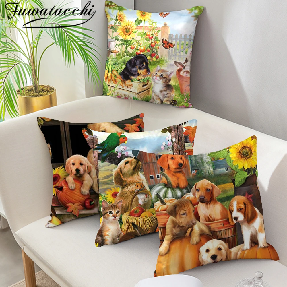 FFuwatacchi чехлы на подушки для собак различная Подушка с изображением домашнего