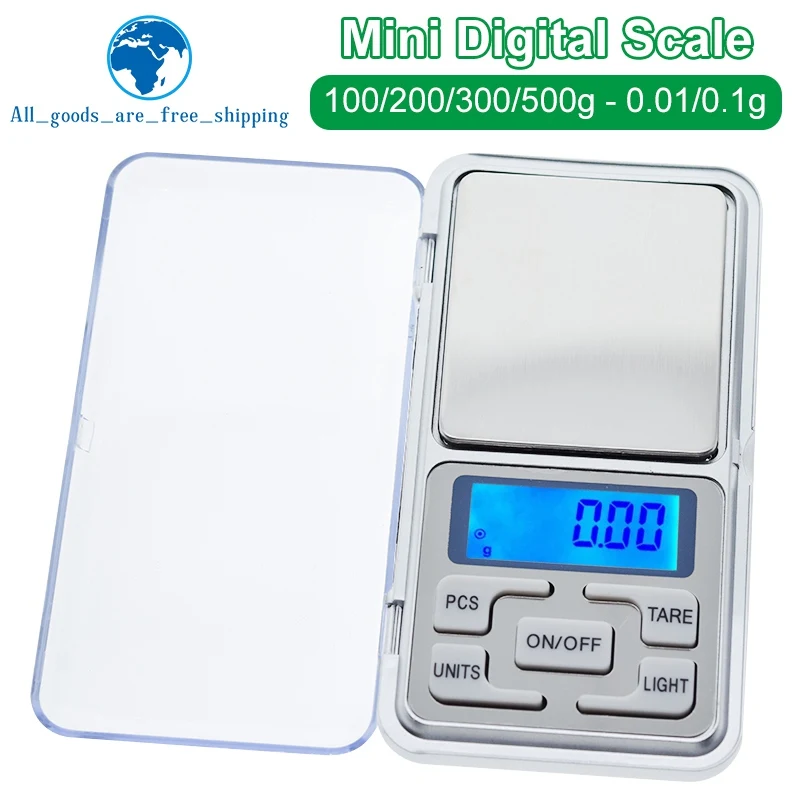 

TZT Mini Digital Scale 100/200/300/500g 0.01/0.1g High Accuracy Backlight Electric Pocket For Jewelry Gram Weight For Kitchen