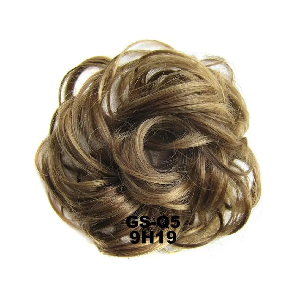 coffee brown blonde Синтетические эластичные волнистые кудрявые волосы пончик кудрявый шиньон волосы для женщин поддельные волосы булочка черный коричневый 1 шт. конские хвосты - Цвет: coffee brown blonde