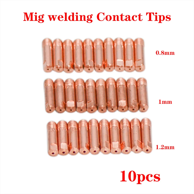 

10pcs/set MB-15AK M6*25mm MIG/MAG Welding Torch Contact Tip Gas Nozzle 0.8mm 1mm 1.2mm Welding Nozzles