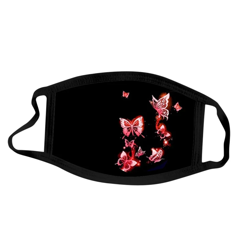 

1/5pcs Butterfly Black Cotton Mouth Mask Reusable Dustproof Washable Face Mask Anime Masks Earloop For Outdoor Mascarillas