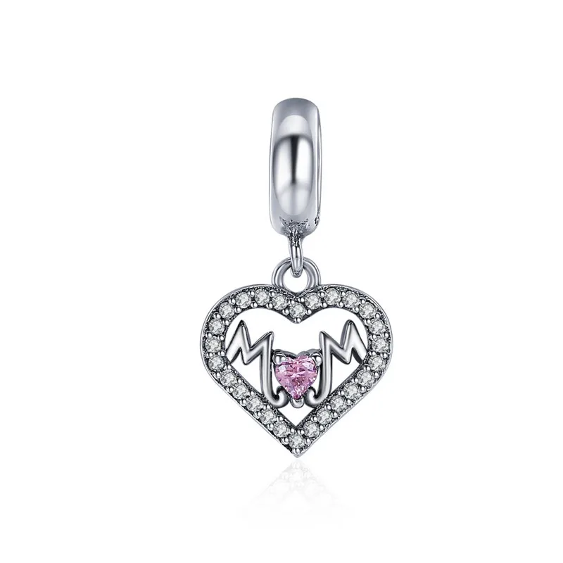 BAMOER 925 пробы серебро I Love u Forever Mom гравировка бусины подходят браслеты с подвесками и браслеты ювелирные изделия подарок матери SCC649 - Цвет камня: SCC392