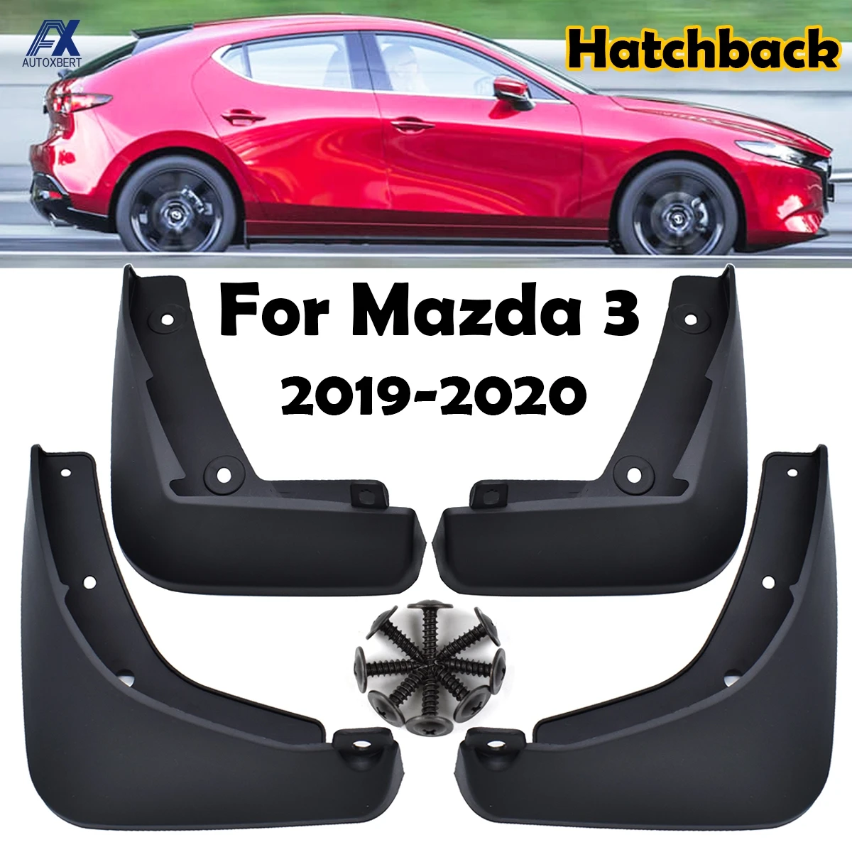 4pcs Mudflaps For Mazda 3 Mazda3 BP 2019 2020-2022 Hatch Hatchback Mud Flaps Splash Guards Mudguards Mud Flap Front Rear Fender