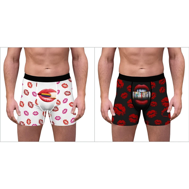 

Мужские пикантные стерильные трусы с цифровым принтом, 2 шт., удобные внутренние штаны с забавными карточками L, белые и черные, красные