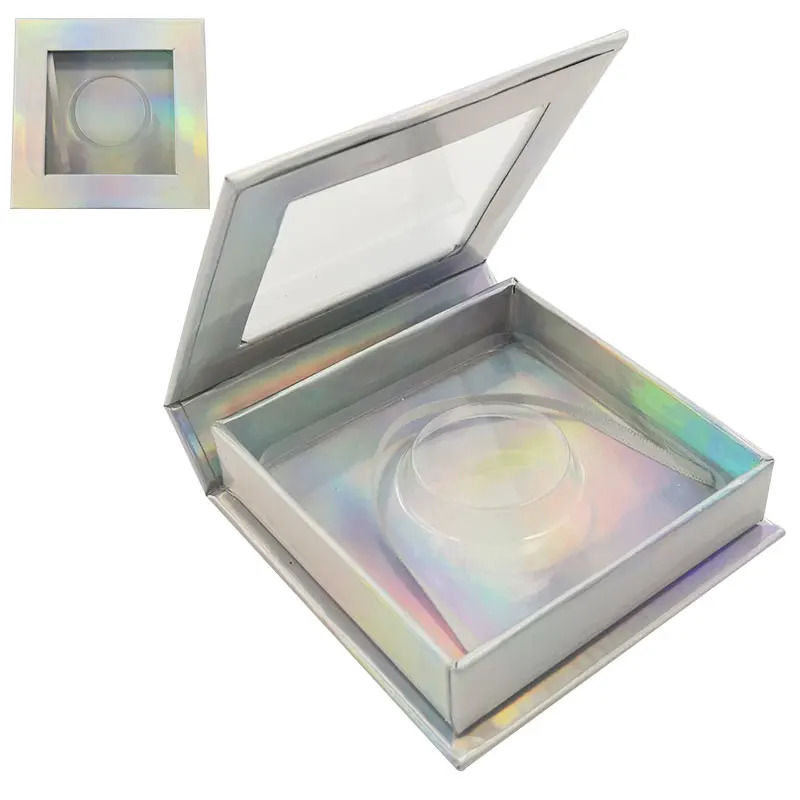 

Wholesale New Magnetic Faux Cils False Eyelash Packaging Silvery Box Lash Square Boxes 25MM Mink eyelashe Package Makeup Case