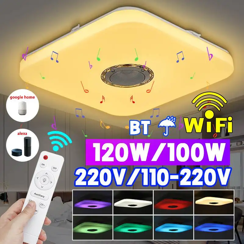 

Музыкальная потолочная лампа, умный потолочный светильник RGB для спальни с дистанционным управлением, 36/72 Вт, Wi-Fi, bluetooth
