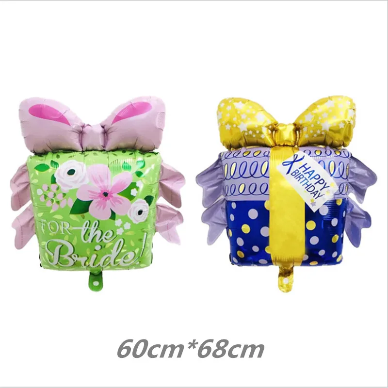 

Happy Birthday Gift box Aluminum Film Balloon Knot Wedding Foil Party Decoration Bow Cartoon