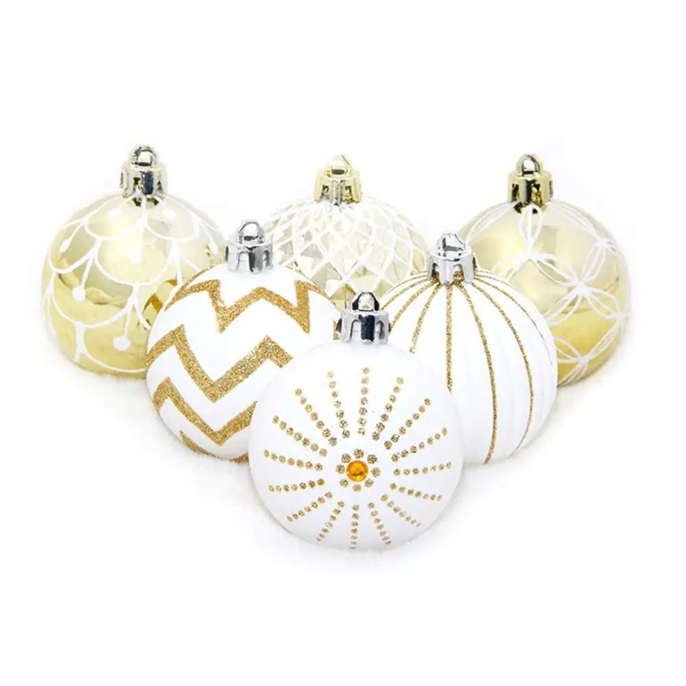 Смешанные Рождественские елочные украшения из белого золота 24 шт. шары для